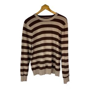 Old navy tan and brown stripped crewneck sweater size medium